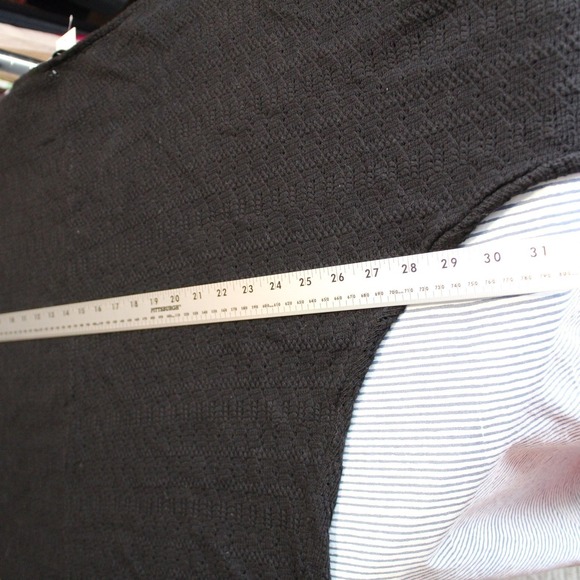 NEW Gilli $68 Medium Black‎ Pointelle Scoop Neck 3/4 Sleeve 100% Cotton Sweater - Picture 10 of 11